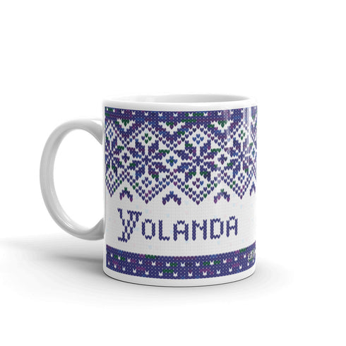 Snowflake Knitting Mug, Handpainted Yarn Mug, coffee and knitting mug, Yarn lover gift, knitter gift, knitter gift, knit gift, yarngift